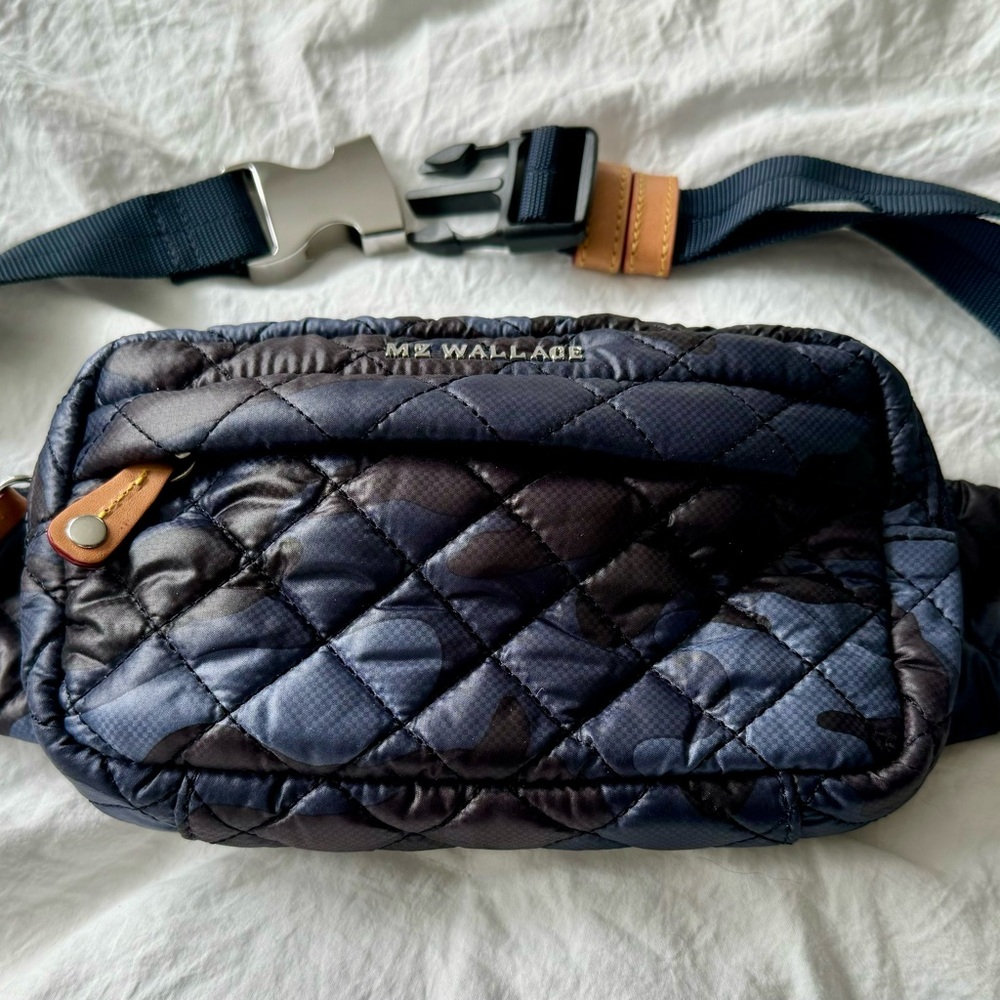 MZ Wallace Blue Black Camouflage Belt Bag/Fanny Pack